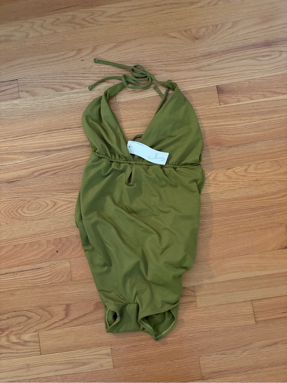 Seea Olive Green Halter One-Piece Swimsuit - Picture 1 of 5
